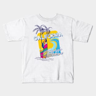 California Beach Vibes Colourful summer  typography Kids T-Shirt